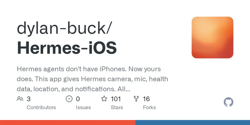GitHub social preview for dylan-buck/hermes-ios