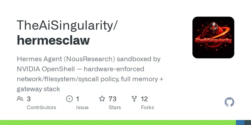 GitHub social preview for theaisingularity/hermesclaw