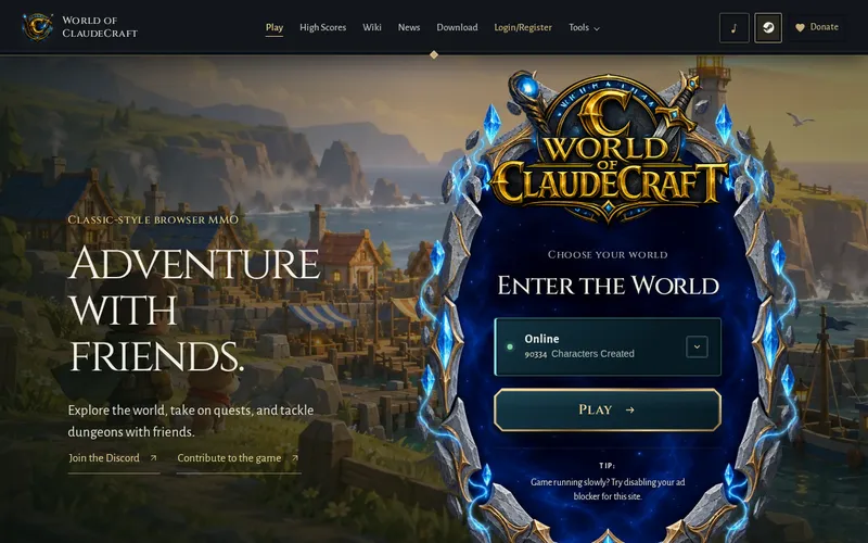 Screenshot of World of Claudecraft