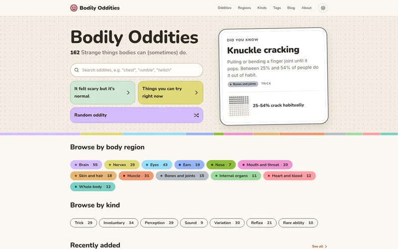 Screenshot of Bodily Oddities