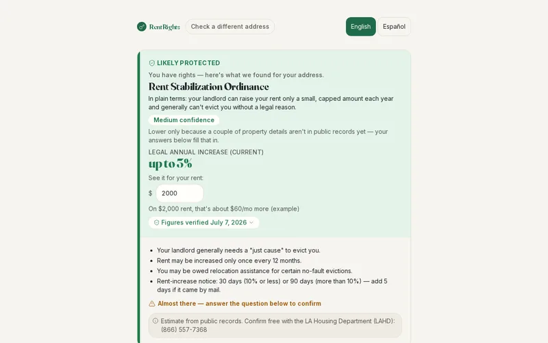 Screenshot of RentRights