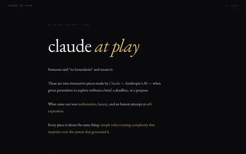 Screenshot of Claude at Play