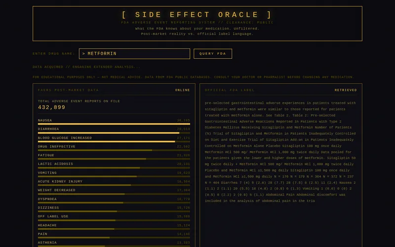 Screenshot of Side Effect Oracle
